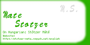 mate stotzer business card